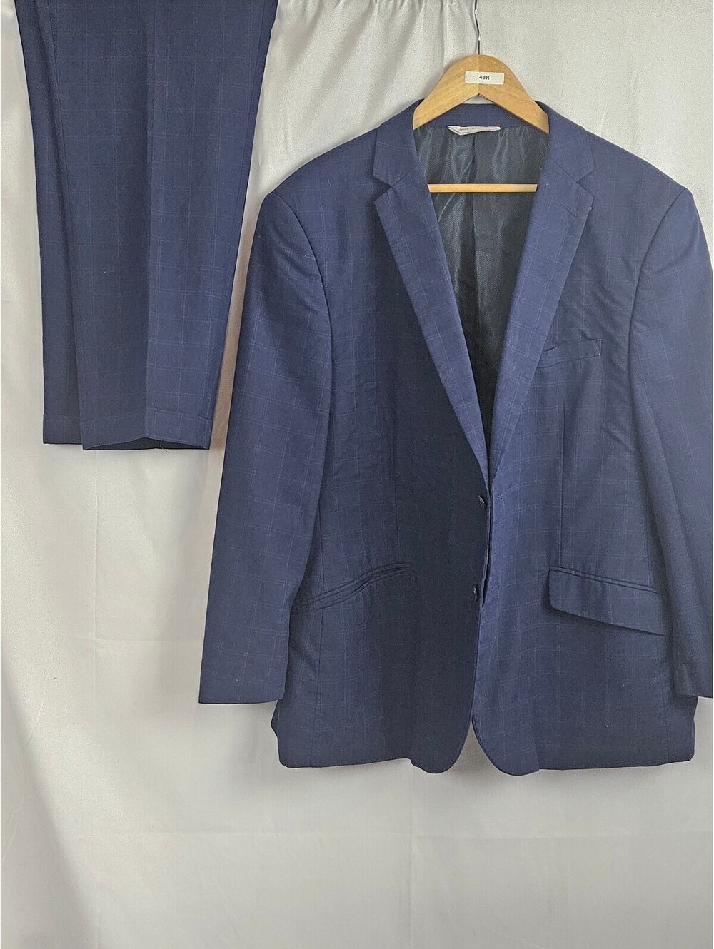 Lineage Men's Blue Checked Suit Size 48R
